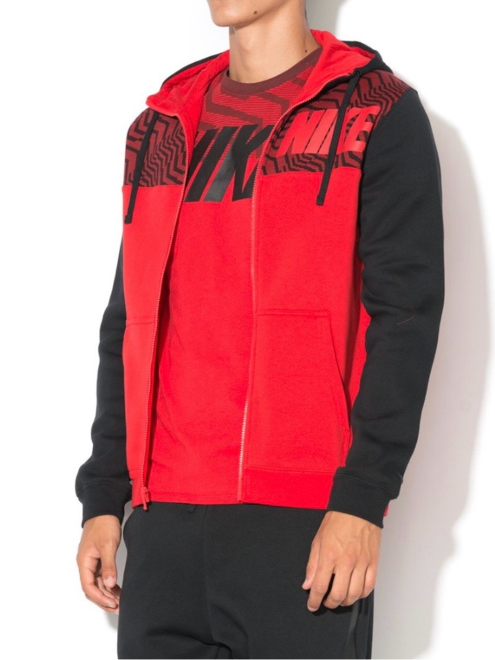 Nike Full Zip Up Red Hoodie with Logo